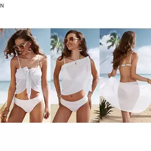 NS Nữ Voan Ngắn Sarong Che Váy Không Có Bikini Đi Biển Đồ Bơi Bộ Đồ Tắm Bọc Váy Cho Đồ Bơi Mùa Hè Che Lên NS