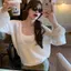 Áo sơ mi dệt kim rỗng đơn giản kiểu Hàn Quốc mùa xuân thu lười biếng cao cấp dành cho nữ 2026 Áo yếm xếp lớp phong cách mới