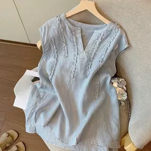 Áo Vest không tay viền nấm xanh phong cách nữ mùa hè mới kiểu Pháp nhẹ nhàng giản dị phù hợp