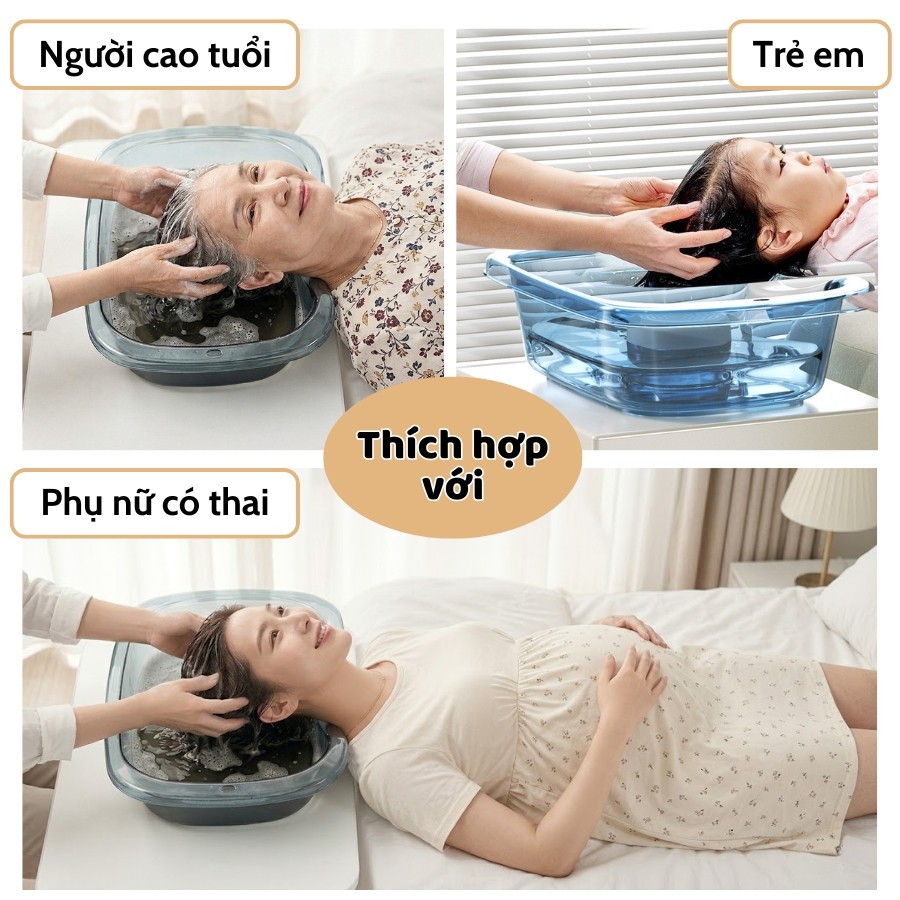 Chậu Gội Đầu Tại Giường ENODA HOME, Thau Gội Đầu Cho Bà Bầu, Trẻ Em, Người Bệnh Nhựa PP Bền Đẹp An Toàn C080