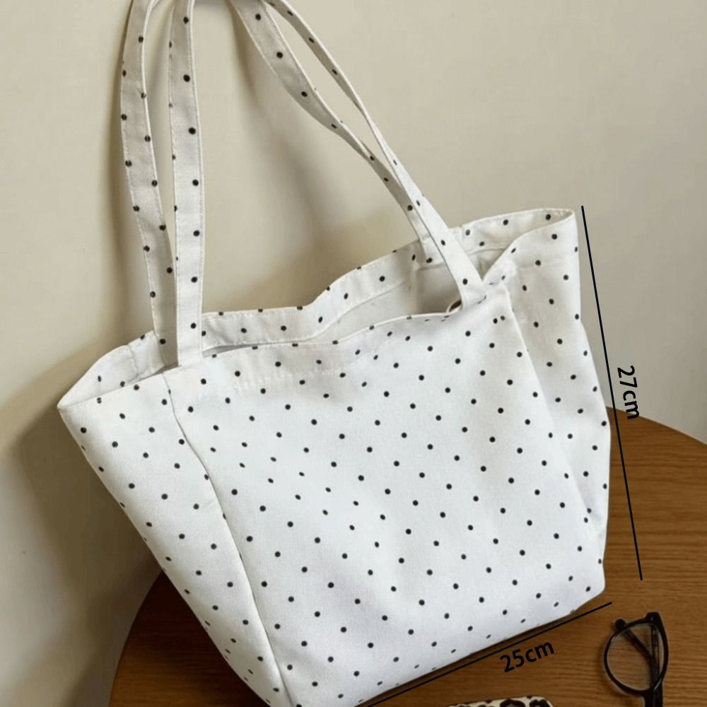 Túi đeo vai FEDAOG, Túi Tote chấm bi dung tích lớn di động, Túi xách đa năng bằng vải Canvas thời trang dành cho nữ
