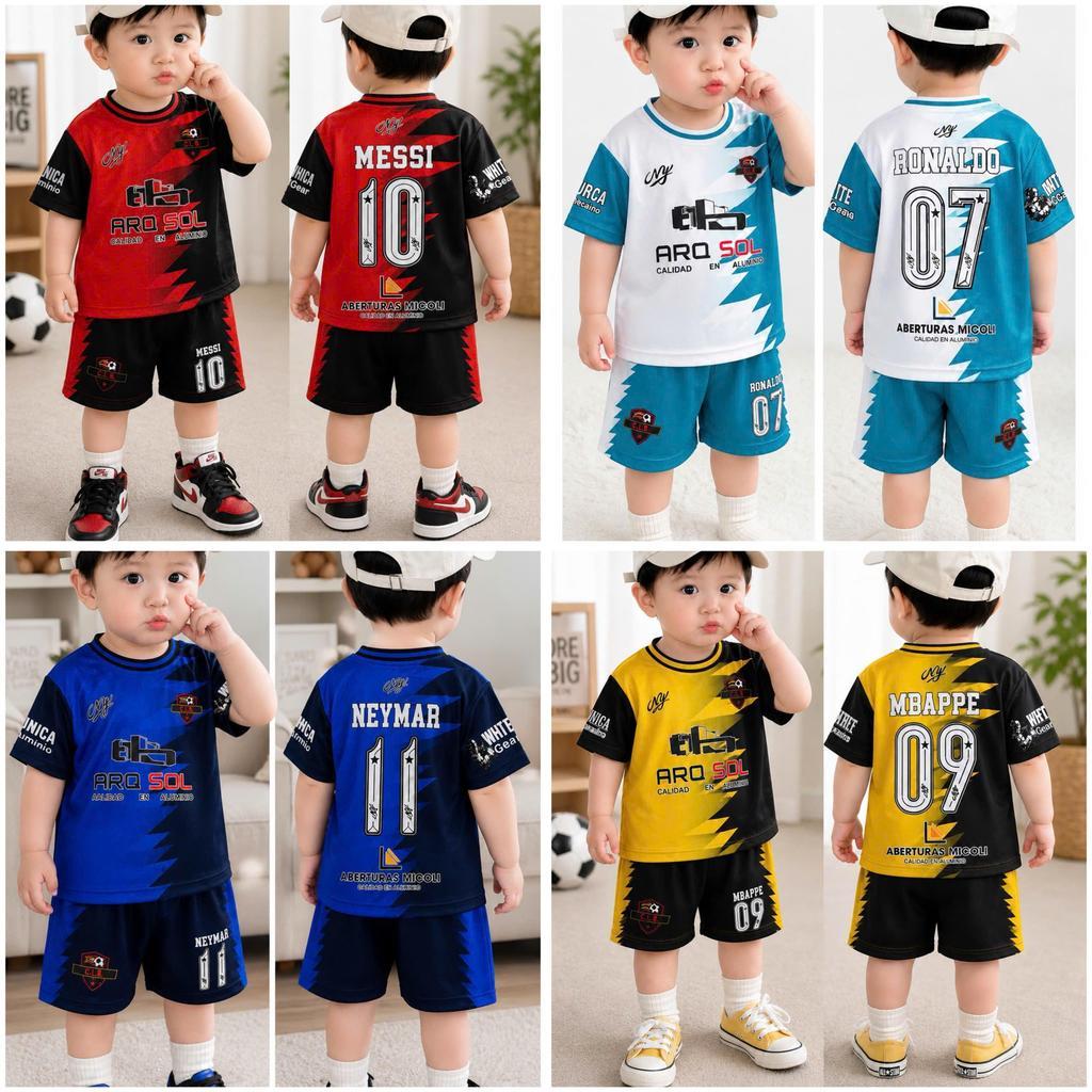 Bộ Quần Áo Cộc Tay MẪU BÓNG ĐÁ Unisex Cho Bé 7-50kg Chất Liệu An Toàn Thoáng Mát Thiết Kế Thời Trang 4 Màu 4 Bộ thoitran