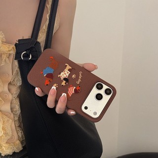 Ốp Điện Thoại Chống Sốc Vải Dachshund Tech Thêu Cho iPhone 17Promax 17pro 15 16 Pro Max Vỏ Di Động Nữ Chống Trơn Trượt