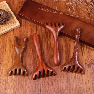 ELBBKG 1 Gỗ Đàn Hương Vàng Tự Nhiên Năm Móng Vuốt Máy Mát Xa Da Đầu Gua Sha Dụng Cụ Ba Scratcher Spa Cầm Tay Kinh Tuyến Massage Lược Chăm Sóc Tóc Mới