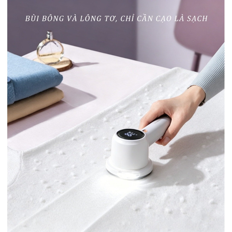 Máy Cắt Lông Xù 6 Lưỡi - Màn Hình LED, 3 Tốc Độ Cao, Cắt Sạch Vải, Bảo Vệ & Làm Mới Quần Áo