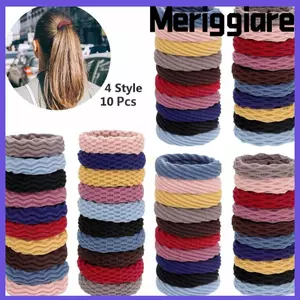 MERIGGIARE 10 Chiếc Dây Buộc Tóc, Dây Cao Su Co Giãn Dày, Dây Buộc Tóc Scrunchie Màu Trơn Phụ Kiện Tóc Đuôi Ngựa Giá Đỡ Nữ