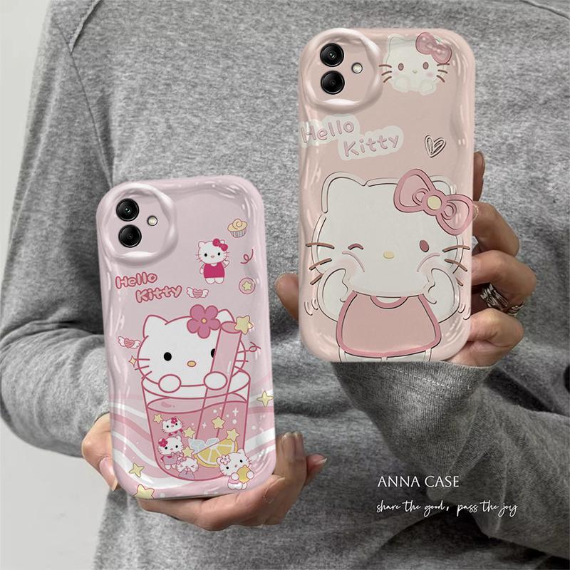 Ốp Lưng Cho Samsung Galaxy A04 A05 A06 A07 4G 5G Phim Hoạt Hình Kem Cặp Đôi Mèo Mềm TPU 3D Sóng Silicon Vỏ Điện Thoại