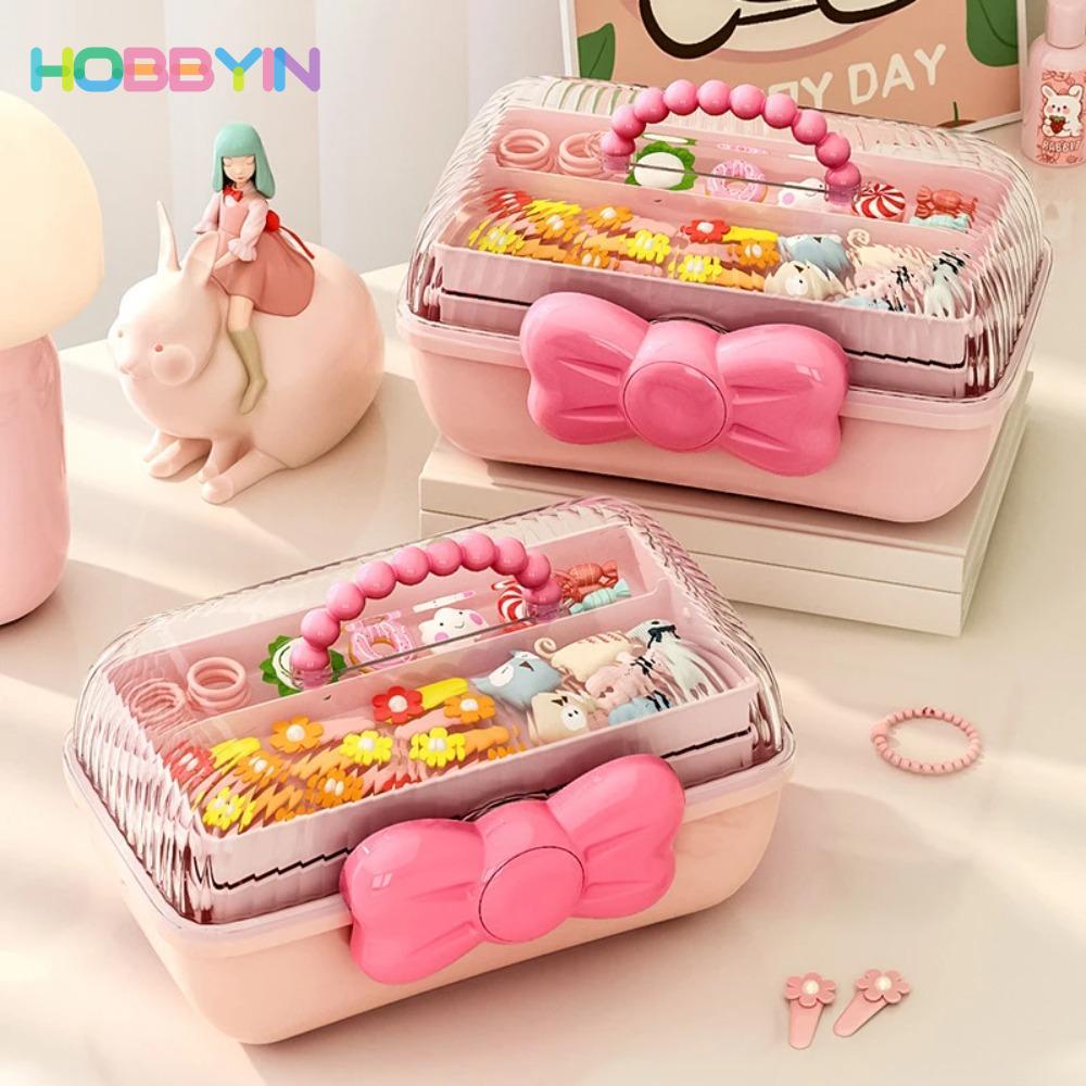 Hộp Bảo Quản Kẹp Tóc HOBBYIN, Hộp Trang Sức Chống Thấm Nước Nhiều Lớp, Hộp Bảo Quản Thẻ Nơ pp Dễ Thương Trẻ Em
