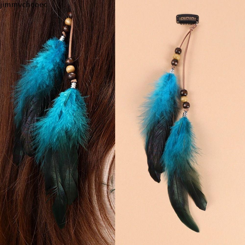 JIMMYCHOOEC Mũ Lông Vũ, Tua Dài Vintage Mũ Lông Vũ Băng Đô, Phụ Kiện Tóc Gypsy Trang Phục Handmade Đảng Phong Cách Boho Tóc Cô Gái