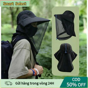 【COD】Mũ chống muỗi ngoài trời màu đen chống nước, chống nắng, chống ong và côn trùng đốt, lý tưởng cho người đi rừng.