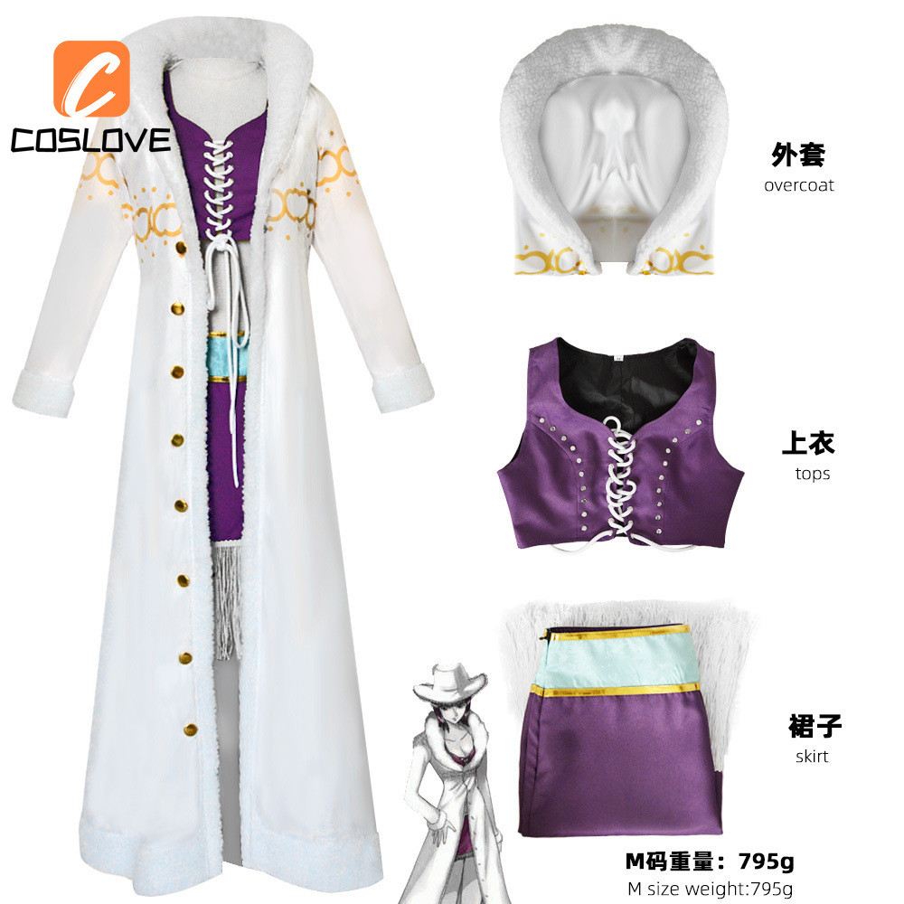Trang phục cosplay Nico Robin One Piece - Trang phục mùa đông hoàn chỉnh với áo dài trắng