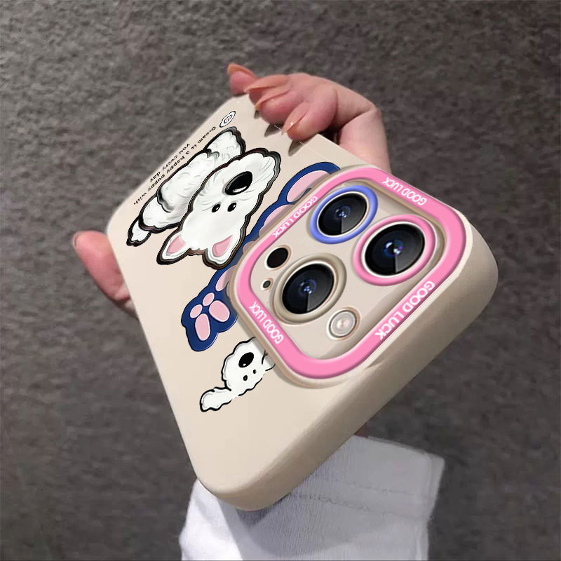 Ốp lưng iPhone họa tiết chú chó trắng dễ thương mềm silicone lỏng bảo vệ iPhone 11 12 13 14 15 16 17Pro Max IP 7 8 Plus