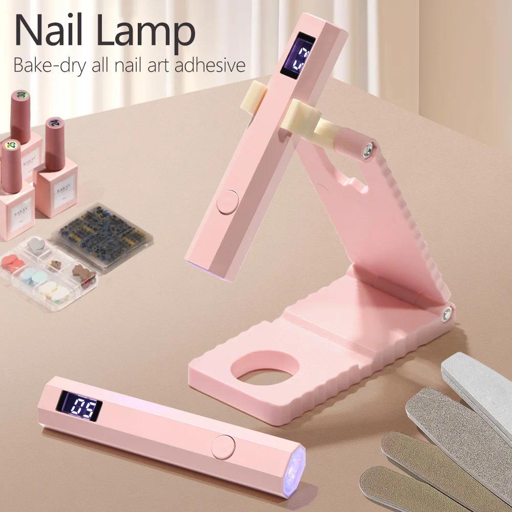 Đèn Móng Tay Mini UV - Hẹn Giờ & Chân Đế Có Thể Điều Chỉnh Đèn Móng Tay Cầm Tay Cho Móng Gel, Máy Sấy Móng Tay Có Thể Sạc Lại Flash Chữa Cho Keo Dán