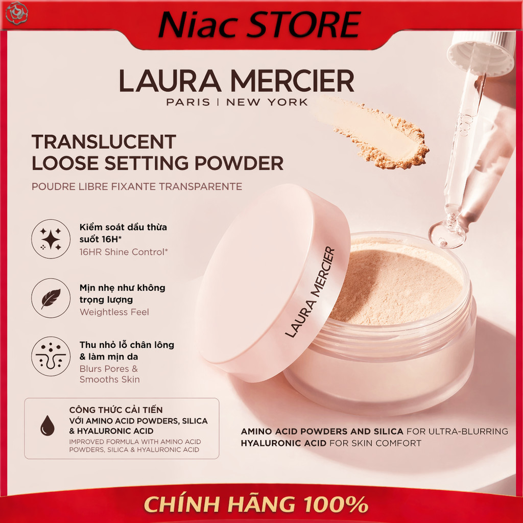 [Chính Hãng] Laura Mercier Translucent Loose Setting Powder – Mịn Da, Lâu Trôi & Tự Nhiên, Fullsize