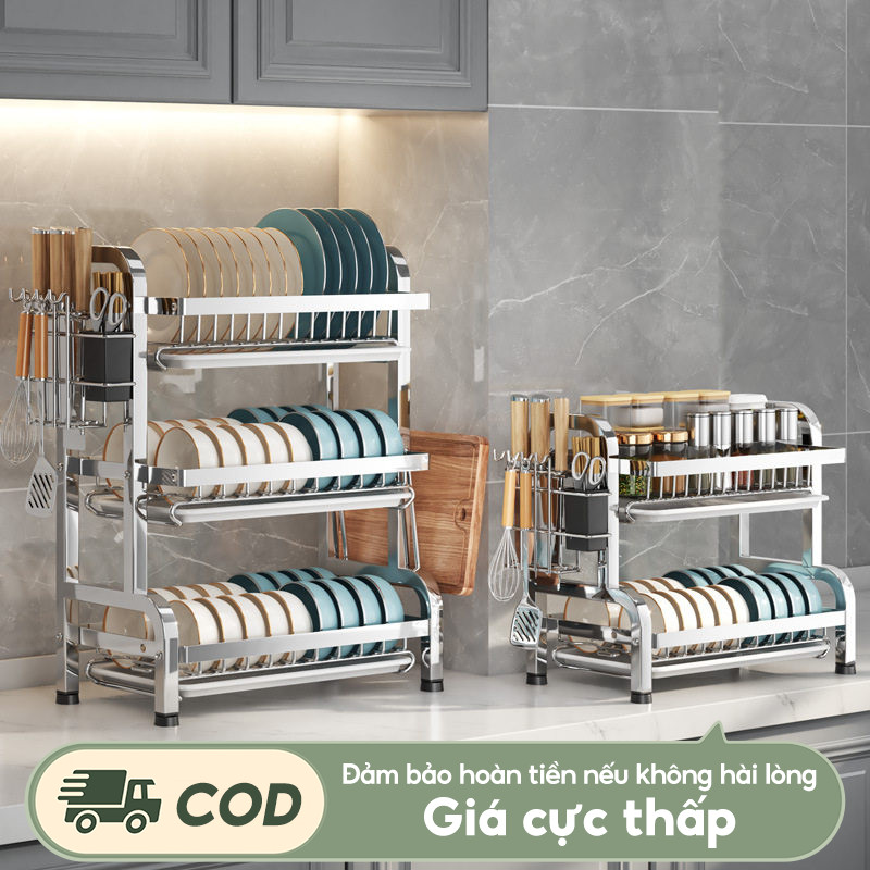 Kệ Bát Đĩa Thông Minh INOX 304 Kệ đựng bát đĩa Trên Bồn Rửa Kệ Úp Bát Đĩa Cao Cấp Có