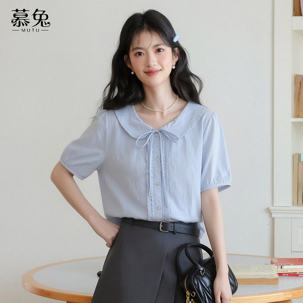Mutu Blouse Tay Ngắn Phong Cách Búp Bê, Màu Sắc Nhẹ Nhàng Cho Mùa Hè