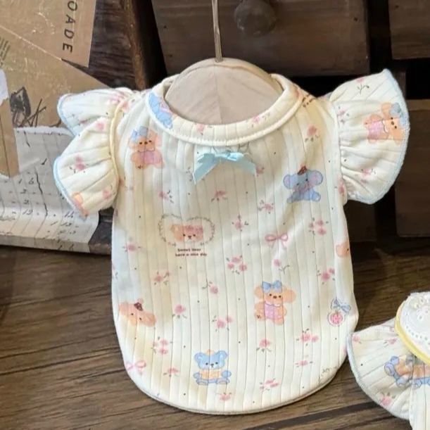 Chó Ấm Tầng Đế Nơ Bay Tay Thu Đông Thú Cưng Vest