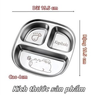Đĩa Bé Bằng Thép Không Gỉ 3 Ngăn Dễ Thương Capybara Cho Bé Ăn Muỗng Hoạt Hình Khay Ăn Trưa