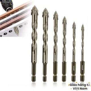 [COD] Bộ mũi khoan gạch chuôi lục giác 4/6 chiếc, đầu xiên có răng cưa, độ cứng cao cho dụng cụ khoan