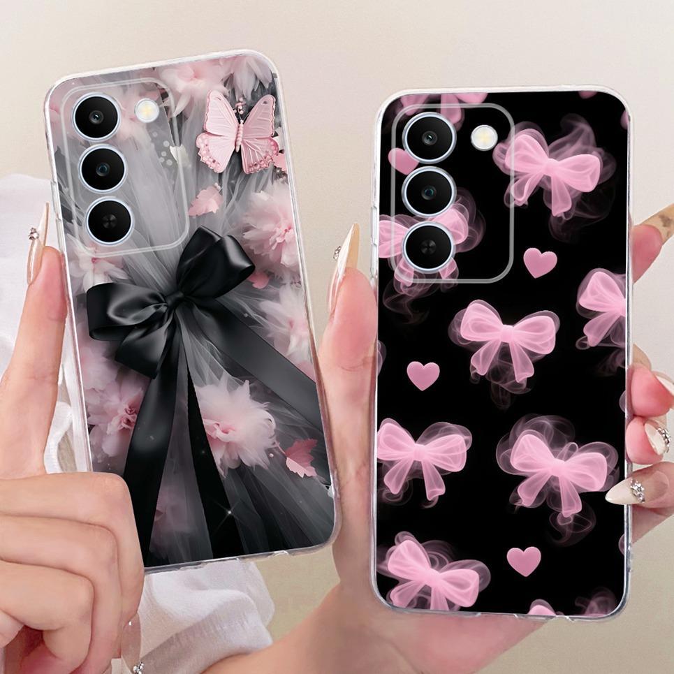 Nơ Họa Tiết Trái Tim Tình Yêu Mèo Dễ Thương Ốp lưng Realme C83 C100 P4 Lite 5G Realme C100i 4G Vỏ Mềm Trong Suốt Silicon Ốp Lưng
