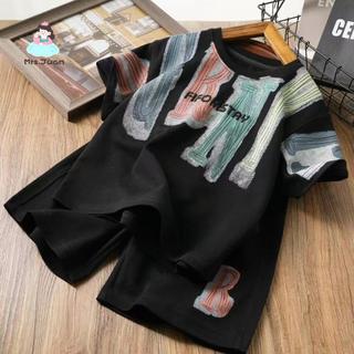 Bộ áo thun bé trai chữ màu - Set hè form rộng thoáng mát bền đẹp áo ngắn tay quần short hai món