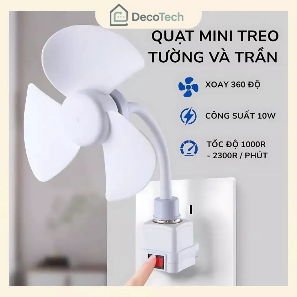 Quạt mini treo tường xoay 360 độ, dùng cho nhà vệ sinh, nhà bếp, phòng tắm, cắm điện để bàn tiện lợi