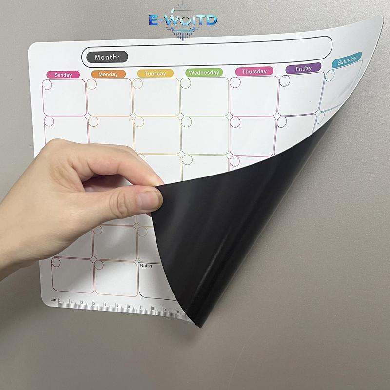 E-WOITD Tủ Lạnh Từ Tính Khô Xóa Lịch Công Cụ Lập Kế Hoạch Hàng Tháng Bảng Trắng Ghi Lại Bảng Tin Nhắn Memo Pad Nhà Bếp Tủ Lạnh Trang Trí E-WOITD