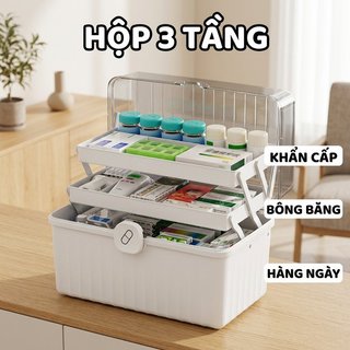 Hộp Bảo Quản Thuốc Gia Đình 3 Lớp Nhựa PP Di Động Sơ Cứu Tổ Chức Cung Cấp Nhà