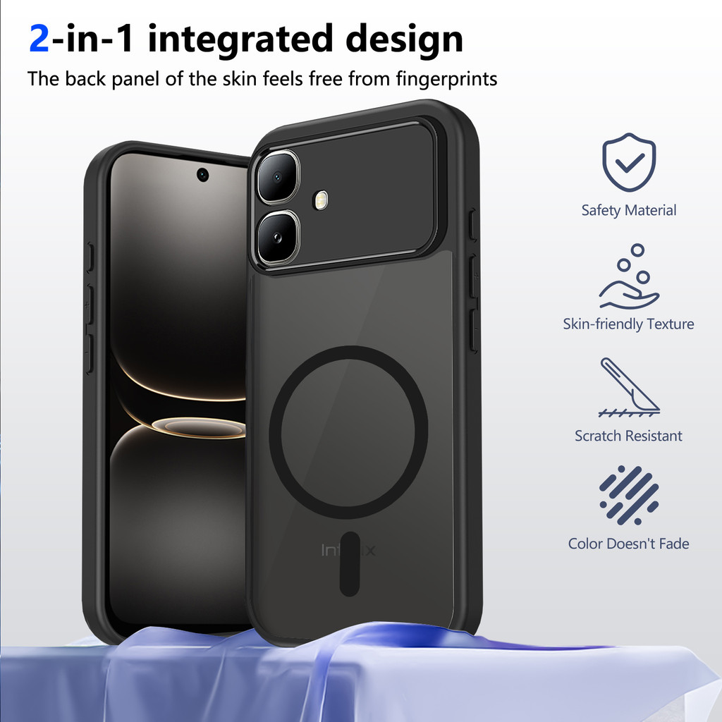 Ốp lưng Infinix Smart 20 Vỏ thu hút từ tính màu đen mờ cho Infinix Smart 20 Vỏ điện thoại