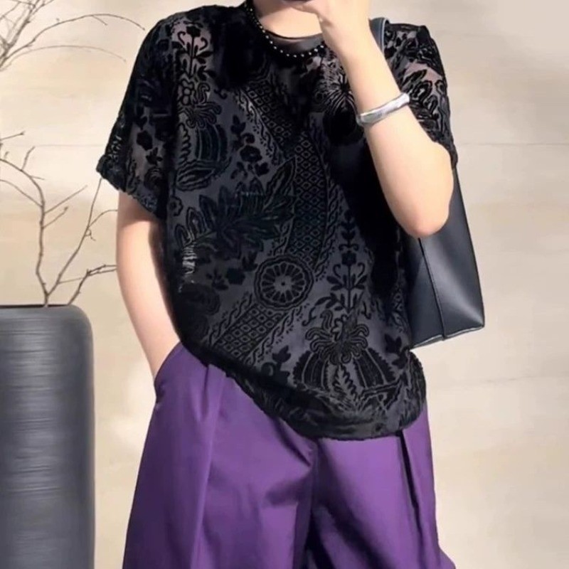 Áo thun ngắn tay dành cho nữ, mẹ mùa hè, thời trang, dáng rộng, giản dị, áo giảm béo dành cho nữ