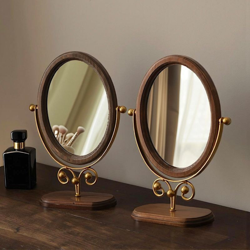 [Bán hàng trực tiếp tại nhà máy] Gương trang điểm bằng gỗ để bàn cổ điển, Gương trang điểm phòng ngủ để bàn tại nhà