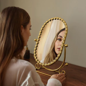 Phong Cách Châu Âu Chất Lượng Cao Vanity Bàn Trang Điểm Gương Nhà Phòng Ngủ Để Bàn Vanity Gương Internet Người Nổi Tiếng Ký Túc Xá Gương Làm Đẹp Flipable