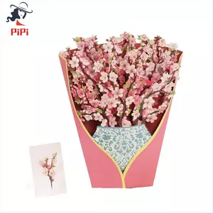 Thẻ giấy -Up, Hoa anh đào, Bó hoa vĩnh cửu kích thước cuộc sống Thẻ chúc mừng bật lên 3D, Thẻ quà tặng sinh nhật Dễ dàng cài đặt Dễ dàng sử dụng