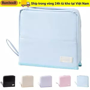Túi trang điểm đứng BAMBOOB, Túi đựng văn phòng phẩm nhiều lớp bằng da dung tích lớn, có tay cầm phân vùng Túi đựng đồ trang điểm có dây kéo di động chống nước dành cho học sinh