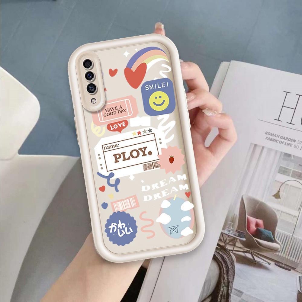Ốp Lưng Cho Samsung A50 A30S A50S Hoạt Hình Silicon Cầm Tay Mềm Ốp lưng TPU Nhãn Nụ Cười Hoa Thiên Thần Mắt Mặt Sau Chống Sốc