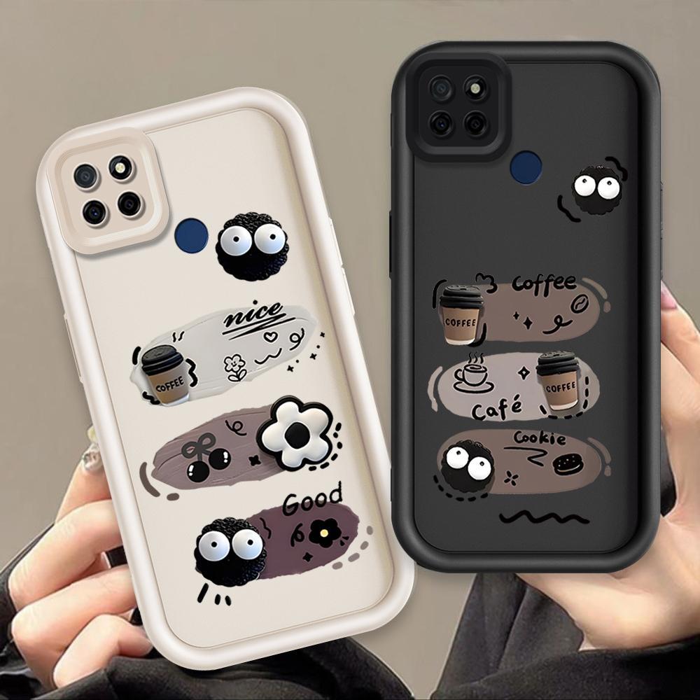 Ốp Lưng Cho Realme C12 C25 C25S C21Y C25Y C15 Narzo 30A Narzo 20 Vỏ Điện Thoại Silicon Mềm TPU Bóng Than Đen Mắt Thiên Thần Ốp Lưng Chống Sốc