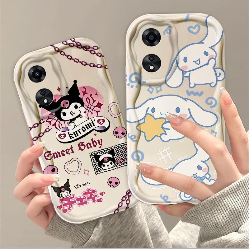 Thích hợp cho OPPO A18 A38 A58 A60 A17 A17K 4G 3D Điện thoại thông minh TPU mềm Kuromi Cinnamoroll Vỏ điện thoại chống sốc