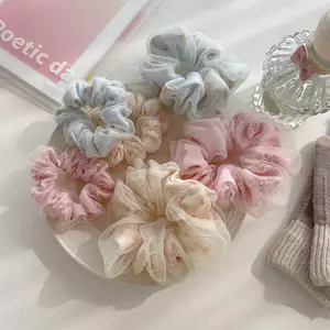 Dây buộc tóc lụa hai lớp dễ thương ngọt ngào Dây buộc hoa quá khổ dành cho nữ Cô gái Lưới đuôi ngựa Giá đỡ dây buộc tóc co giãn