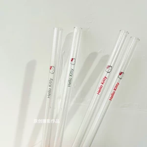 Kính Trong Suốt Chịu Nhiệt Hoa Nướng Cho Phụ Nữ Mang Thai Trẻ Em Màu Bảo Vệ Môi Uống Ống Hút Thủy Tinh U2WG