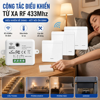 Công Tắc Điều Khiển Từ Xa RF 433MHz, Rơle Không Dây Cho Đèn Điện Thông Minh Tại Nhà