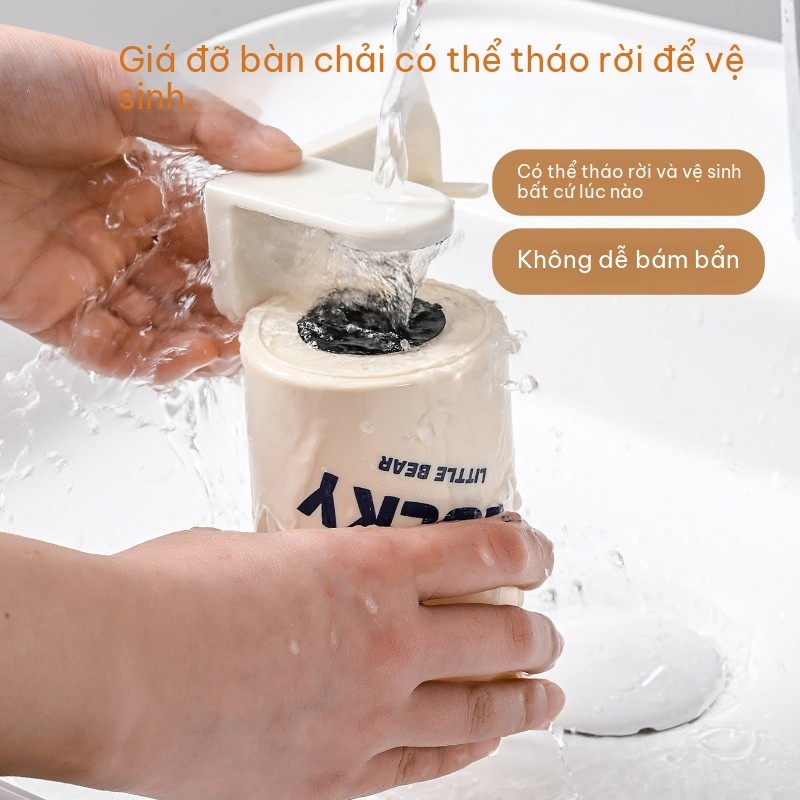 Cốc đựng bàn chải đánh răng treo tường không đục lỗ từ tính, cao cấp dày