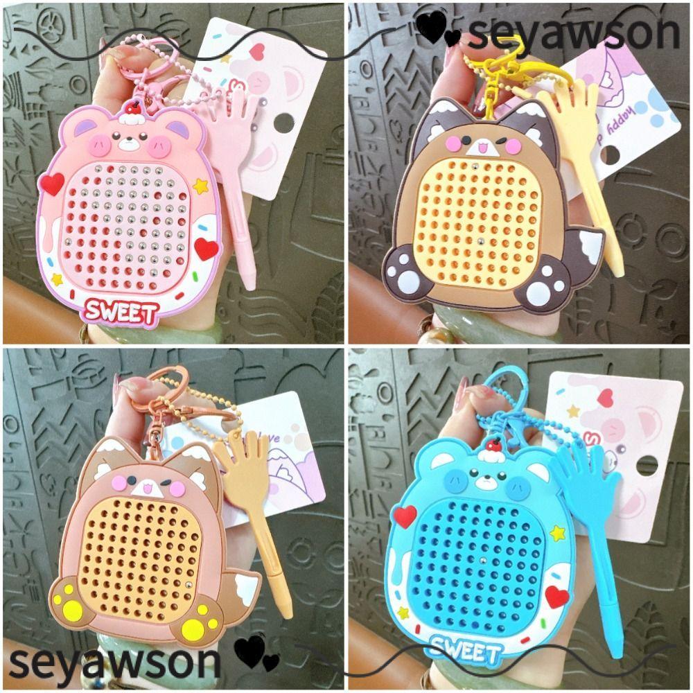Móc khóa SEYAWSON, Mặt dây chuyền bảng vẽ gấu trúc, có trang trí treo bóng thép cho trẻ em