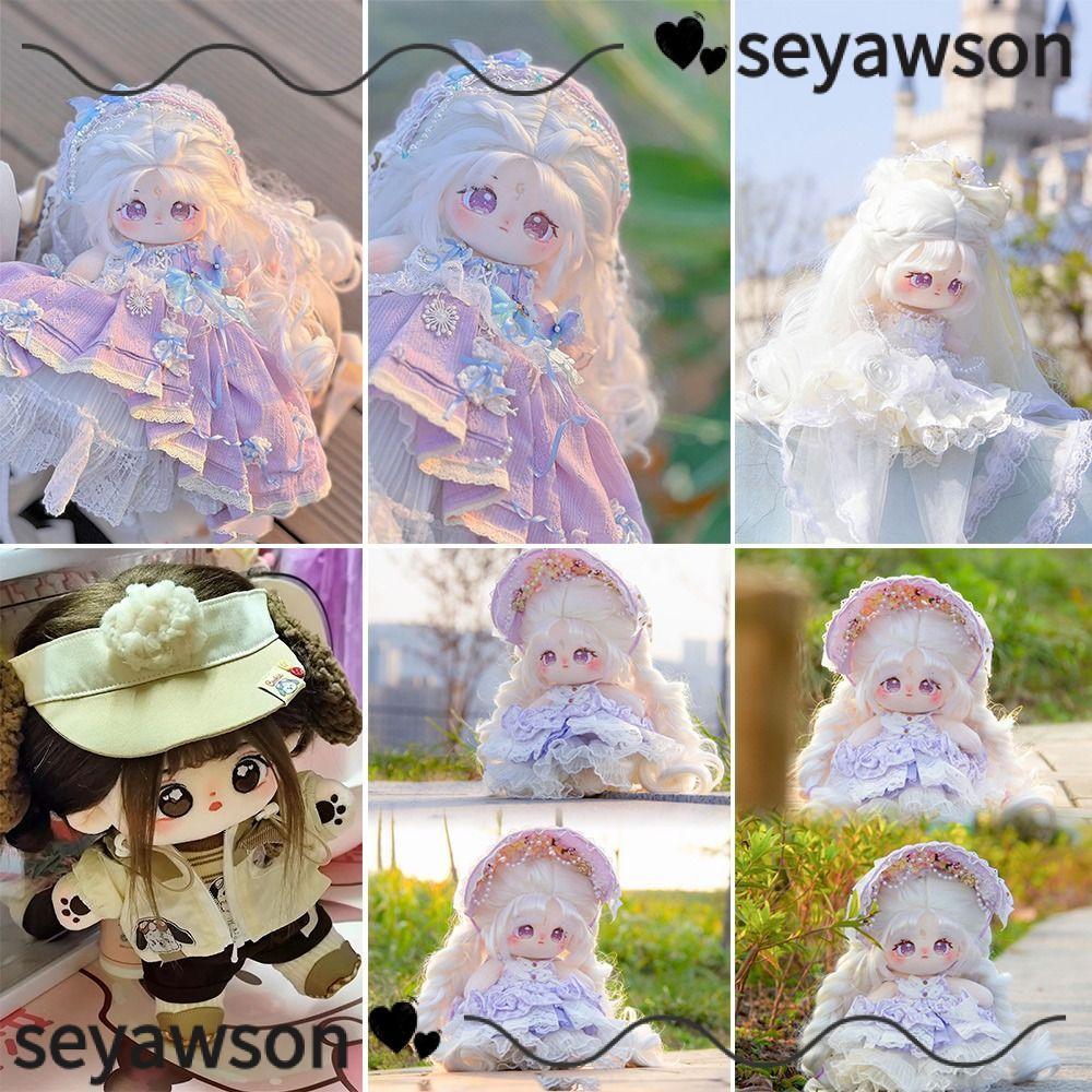 SEYAWSON Búp Bê Cotton 20cm, Với Bộ Xương Trang Phục Quần Áo Cho Bé Búp Bê Vải, Đôi Mắt To Dễ Thương Có Thể Thay Đổi Quần Áo Hình Búp Bê Bộ Sưu Tập Quà Tặng