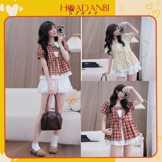 Áo Babydoll Phối Viền Bèo 2 Lớp Thắt Nơ Thời Trang Nữ, Áo Kiểu babydoll tiểu thư siêu xinh