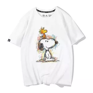 Snoopy Snoopy Nhầm lẫn Khách Hàng Hóa Áo Thun Cặp Đôi Tay Ngắn Nam Nữ Cùng Phong Cách Rời Retro In Hình Cotton Top Mùa Hè