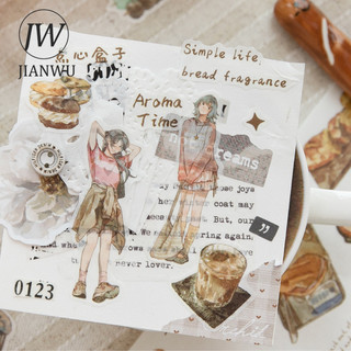 JIANWU Cà Phê Dòng Vintage Nhân Vật Bánh Mì Cà Phê Phong Cảnh Chất Liệu Cắt Băng Washi Sáng Tạo Tạp Chí Văn Phòng Phẩm