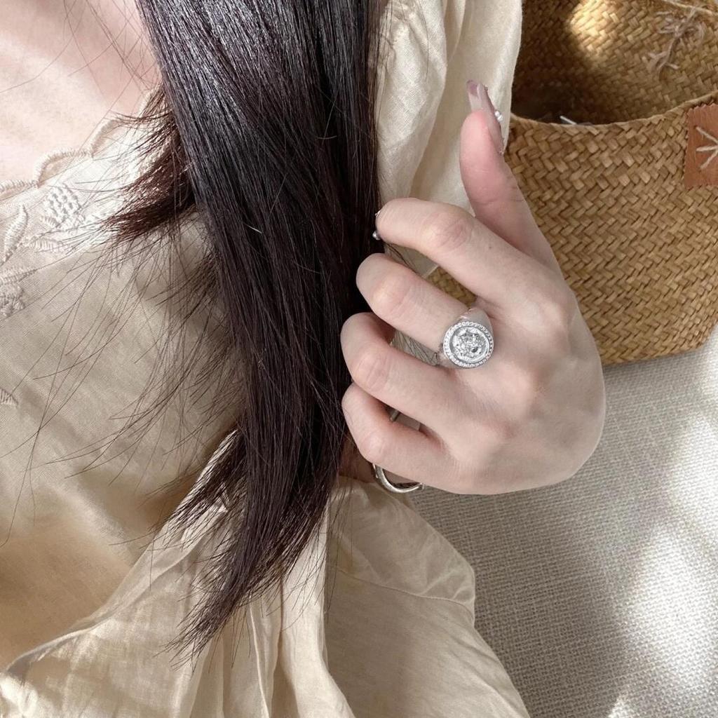 Tính khí cổ điển Trung Quốc mới chải bạc đầy đủ kim cương zircon ngôi sao cá tính đa năng nhẫn nữ