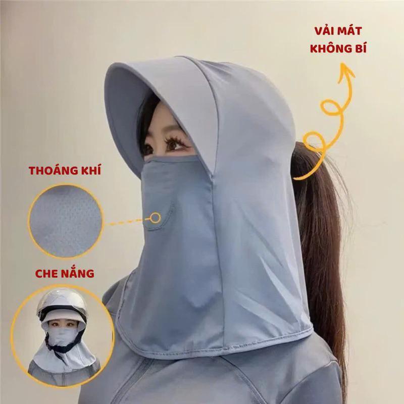 Mũ Chống Nắng Nữ Vành Rộng Fullface Cao Cấp – Tích Hợp Khẩu Trang, Chống UV Toàn Diện, Che Mặt Cổ Hiệu Quả Khi Ra Đường