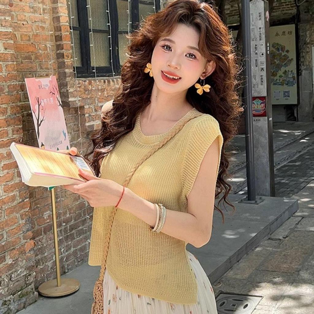 [Hàng mới về] Hàng dệt kim mỏng bán chạy mùa hè dành cho nữ Dây đeo lưng mỏng vừa vặn cao cấp Thiết kế rỗng thời trang phù hợp