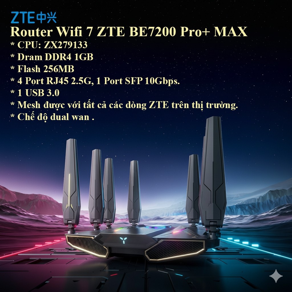 [BH 6 tháng] [ New Seal] Bộ phát Wifi 7 Router ZTE BE7200 Pro+, BE7200 ...